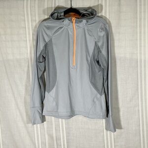 MPG Light Gray Hoodie with Orange Accent